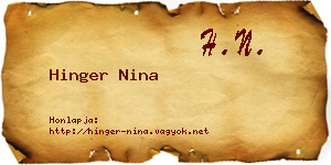 Hinger Nina névjegykártya